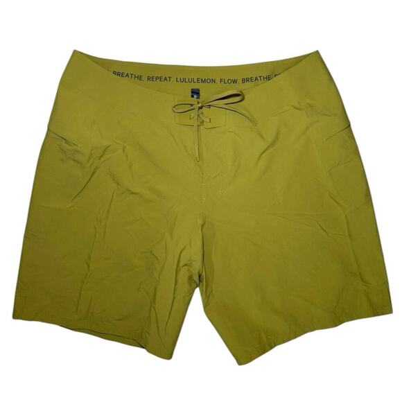 Lululemon Current State Board Short Swim Trunks Front Tie Mustard Yellow Size 38 - Picture 5 of 12